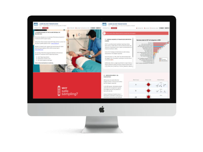 Example e-learning module from Safe Transfusion Practice