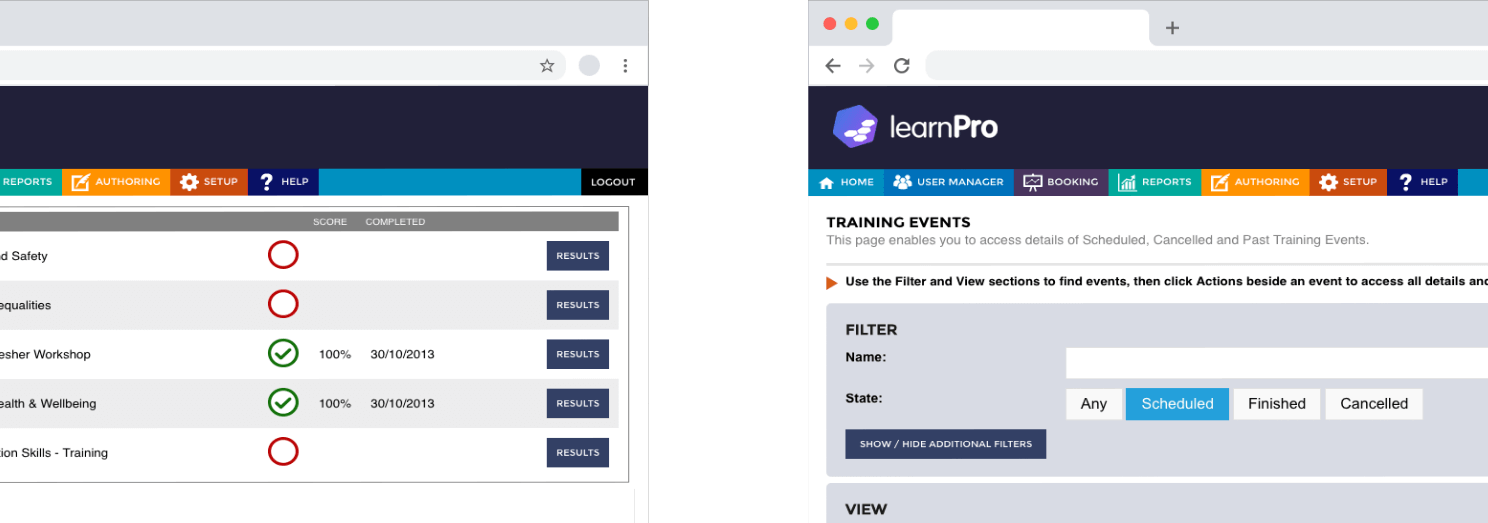 Online Course Booking System, Training events management for recurring and one off classes - learnPro